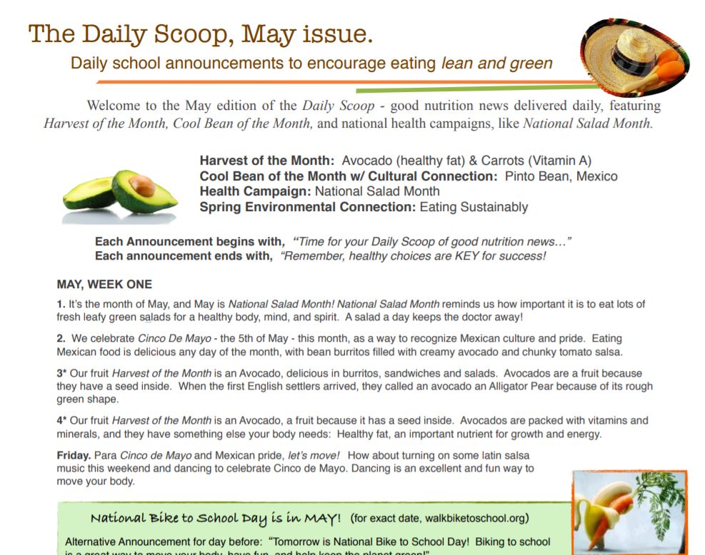 a newsletter with nutrition tips 