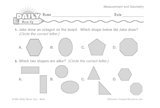 Math Warm-Up 132 for Gr. 1 & 2: Measurement & Geometry