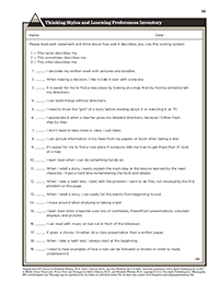 Thinking Styles and Learning Preferences Inventory