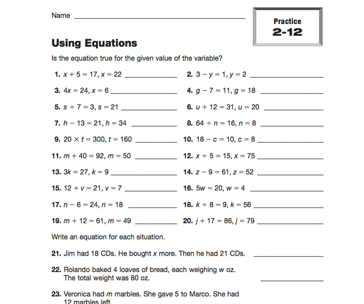 Writing Expressions - TeacherVision