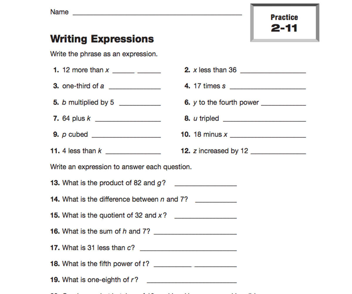 12th grade math worksheets printable