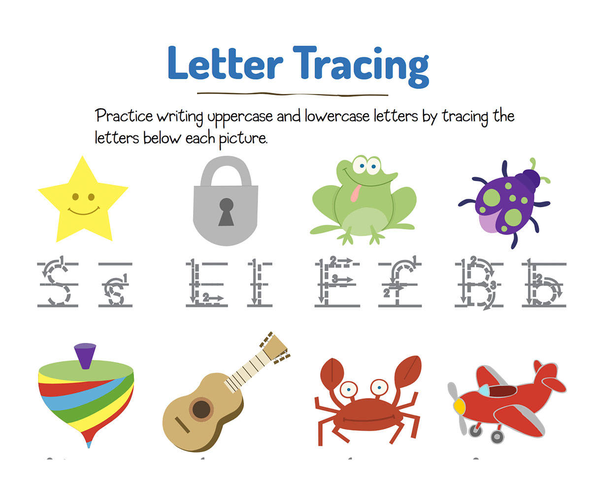 Trace the Letters for Star, Frog, and More