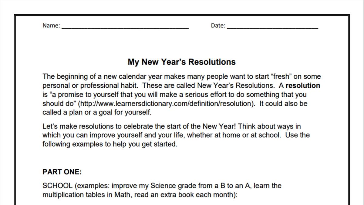 My New Year Resolution Essay