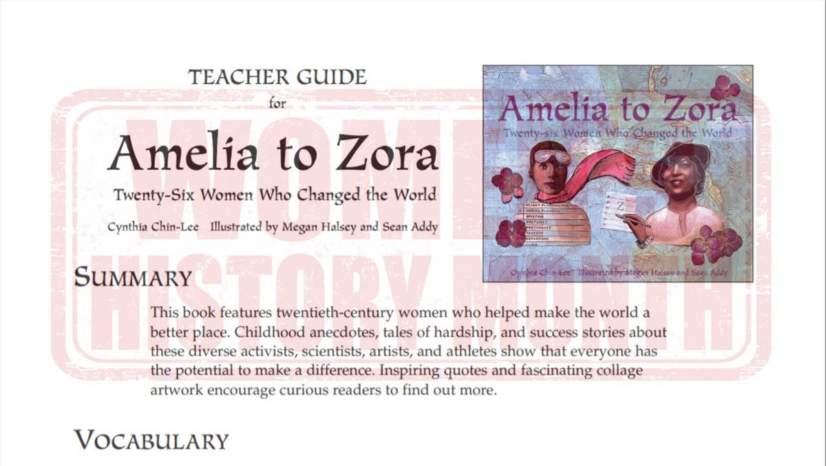 Amelia to Zora Teaching Guide