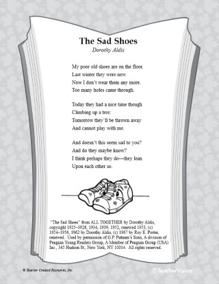 Sad Shoes Poetry Activity for Main Idea and Supporting Details