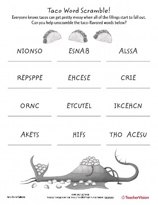 Dargons Love Tacos Word Scramble