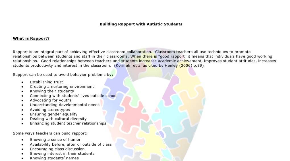 Building Rapport with Autistic Students: Tips for General Educators