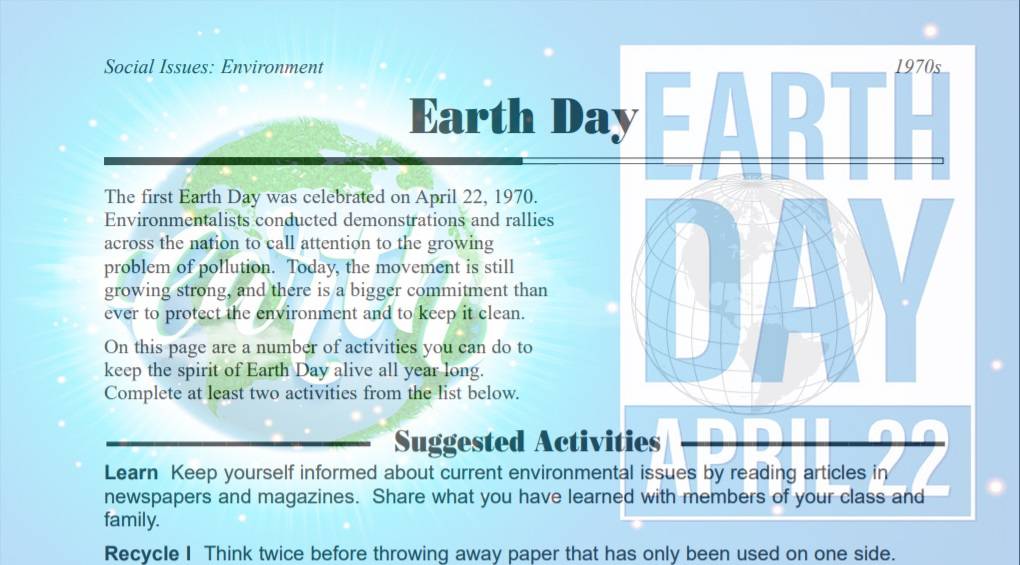 Earth Day Activities Worksheet