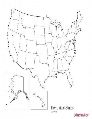 Blank Black and White Map of the U.S. with State Outlines