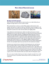 More About Minerals Background Information