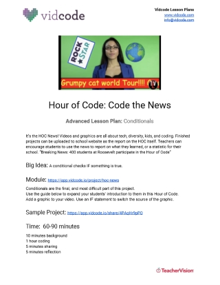 Code the News Beginner Hour of Code Lesson Plan from Vidcode