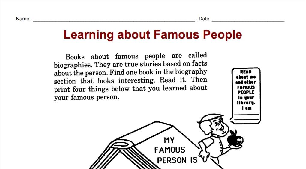 Learning About Famous People Biography Activity