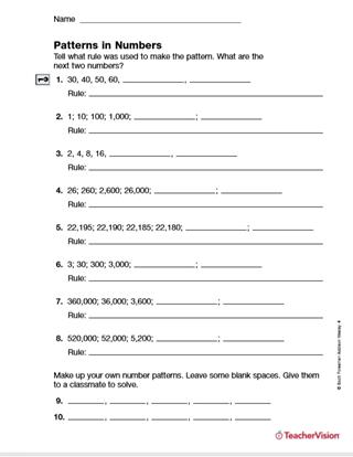 Patterns in Numbers (Grade 4)