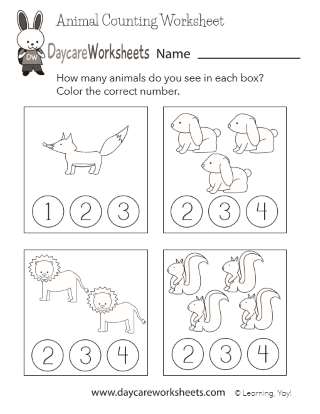 Animal Counting Worksheet