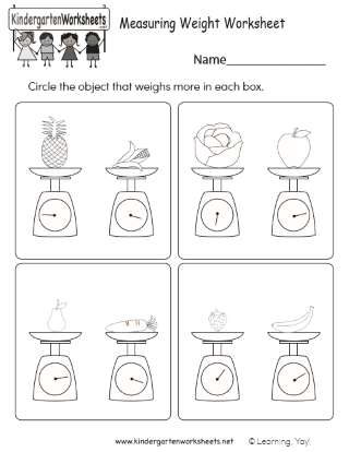 Early Learning Measuring Weight Practice Worksheet