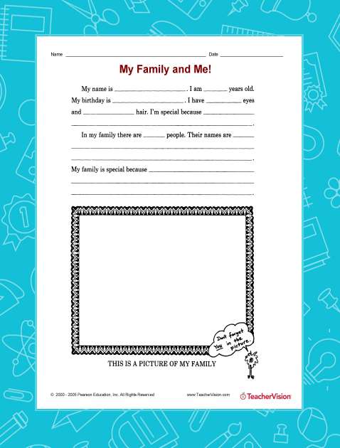 Printable activity for a unit on families