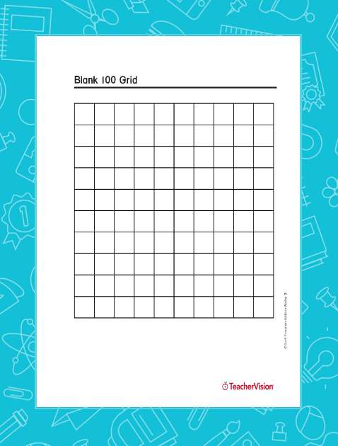 blank 100 grid printable 1st 3rd grade teachervision