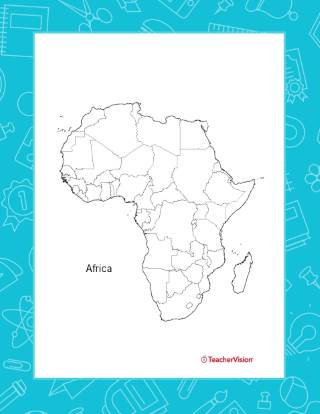 An outline map of the African continent
