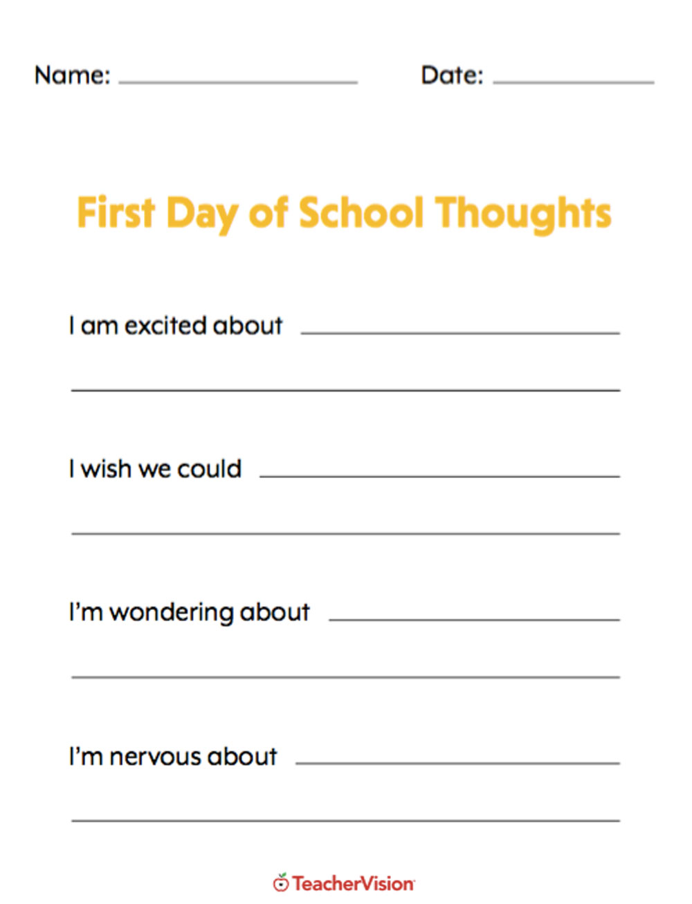 First Day of School Thoughts - TeacherVision