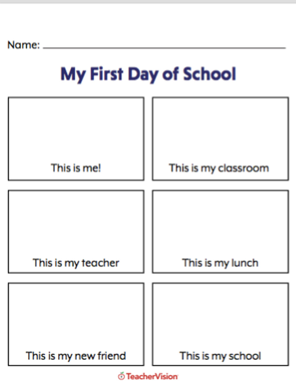 An activity to support students to reflect on their first day of school. 