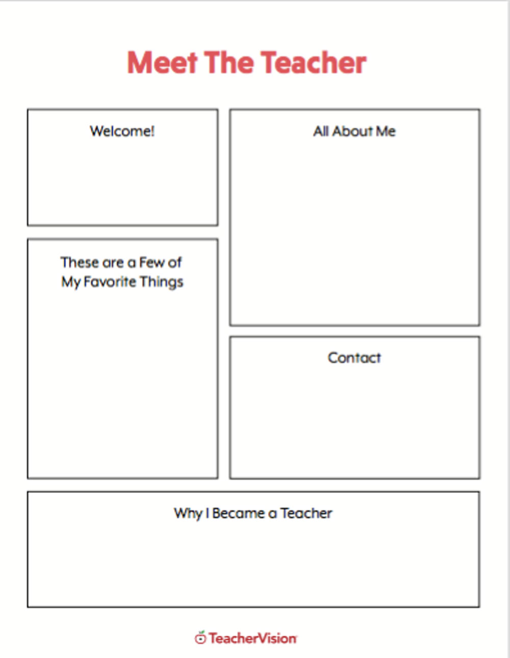 A printable for teachers to introduce themselves to students at the beginning of the school year