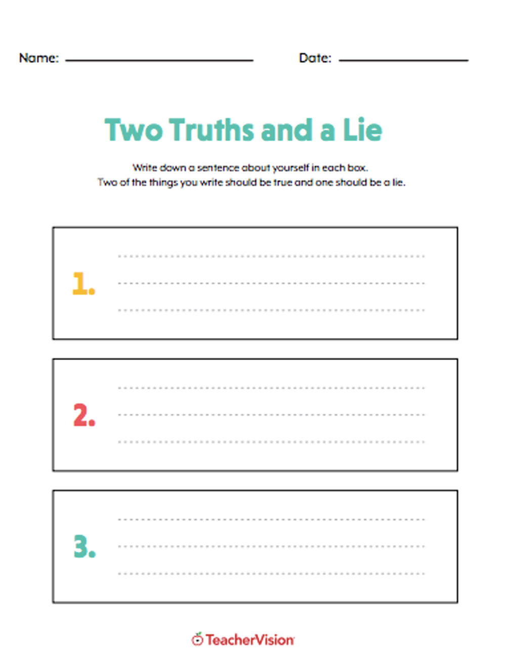 Two Truths And A Lie Icebreaker TeacherVision