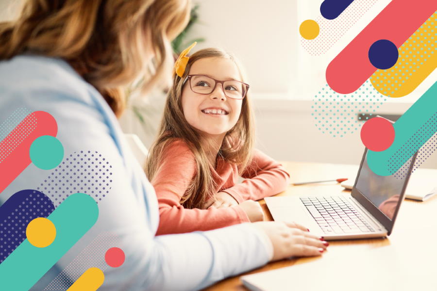 Girl using learning apps in remote learning
