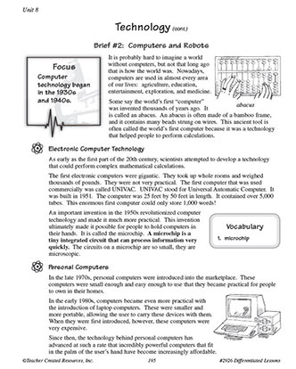 Technology Vocabulary Worksheet for 6th Grade Science