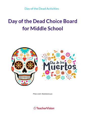 Day of the Dead Choice Board for Middle School