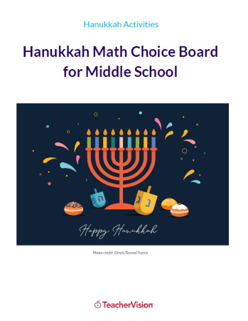 Hanukkah Math Choice Board for Middle School