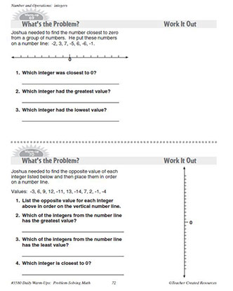Numbers and Operation Daily Math Warm-Ups and Answer Key Grade 5-8