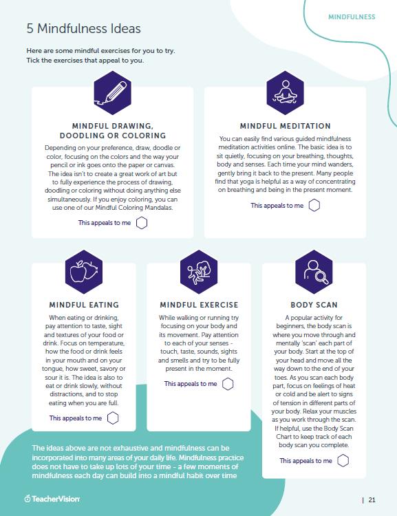 Mindfulness Mindful Movement Every Day Activity Sheet