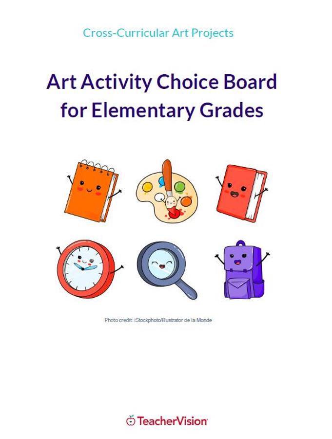 Art Activity Choice Board for Elementary 