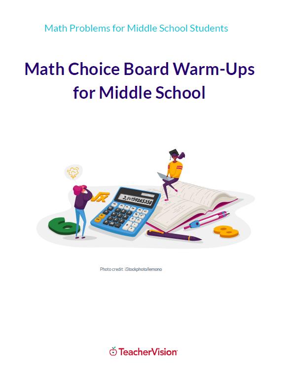 Math Choice Board Warm-Ups for Middle School