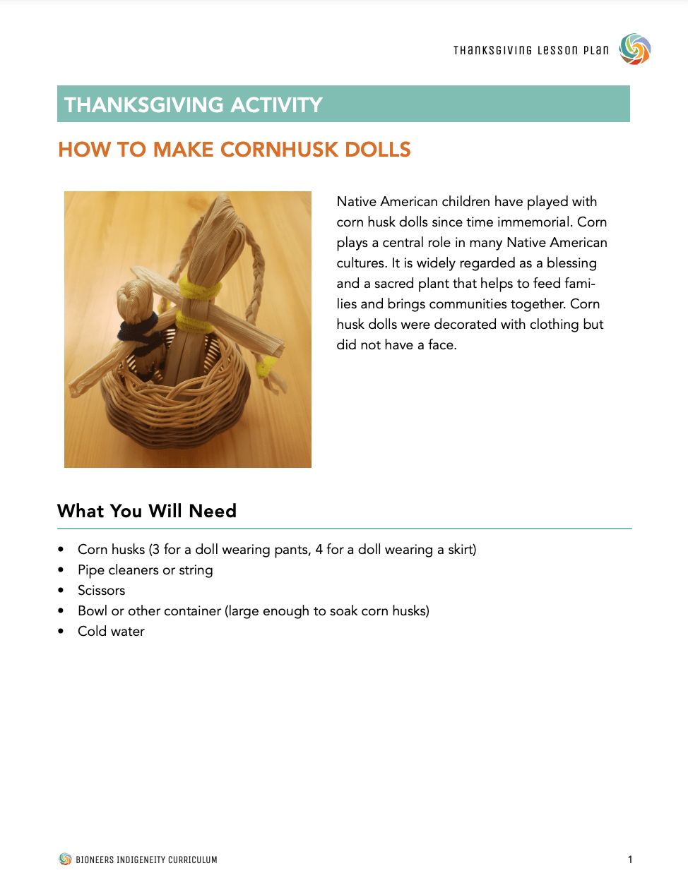 Bioneers: How to make a corn husk doll