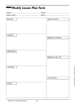 Weekly Lesson Plan Form