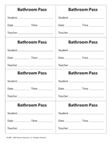 Bathroom Pass (8 per sheet)