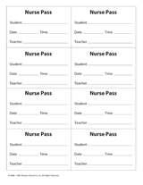Nurse Pass (8 per sheet)