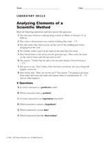 Analyzing Elements of a Scientific Method
