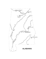 Alabama State Map with Physiography