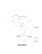 Michigan State Map with Physiography