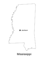 Mississippi State Map with Capital