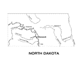 North Dakota State Map with Physiography