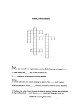 Animal Habitat Crossword Puzzle