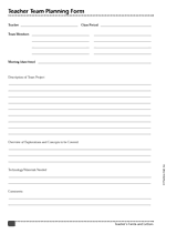Teacher Team Planning Form
