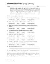 Initial Self-Assessment, Speaking and Listening