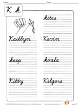Cursive Handwriting - Kk