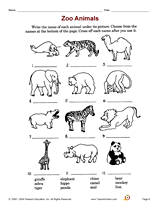 zoo animals printable k 2nd grade teachervision