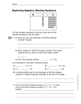 Exploring Algebra: Missing Numbers (Gr. 3)
