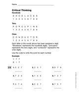 4th grade critical thinking worksheets